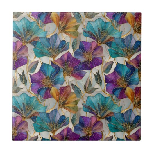 Art Nouveau lila clematis Fliese (Vorderseite)