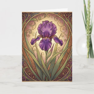 Art Nouveau Lila Iris Geburtstag Karte