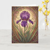 Art Nouveau Lila Iris Geburtstag Karte (Gelbe Blume)