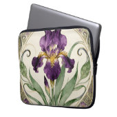 Art Nouveau Lila Iris Laptopschutzhülle (Vorderseite Links)