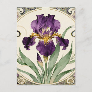 Art Nouveau Lila Schwertlilie Postkarte