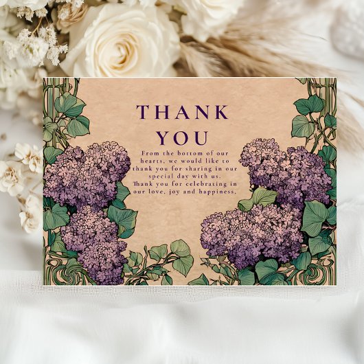 Art Nouveau Lilac Wedding Dankeskarte