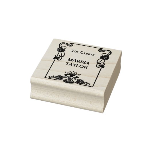 Art nouveau lily frame ex libris gummistempel (Stempel)
