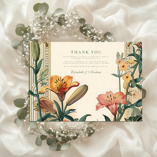 Art Nouveau Lily Wedding - Blumenrahmen Design Dankeskarte