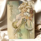 Art Nouveau Lily Wedding Menu Card Soft Pastel Einladung