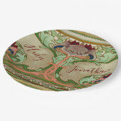 Art Nouveau Lotus Blume Persönliche Hochzeitsdekor Pappteller (Schrägansicht)