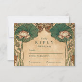 Art Nouveau Lotus Floral Wedding RSVP Karte (Vorderseite)