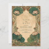 Art Nouveau Lotus Floral Wedding Save The Date (Vorderseite)
