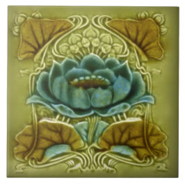 Art Nouveau Lotus Repro Glazed Antique Tile Fliese