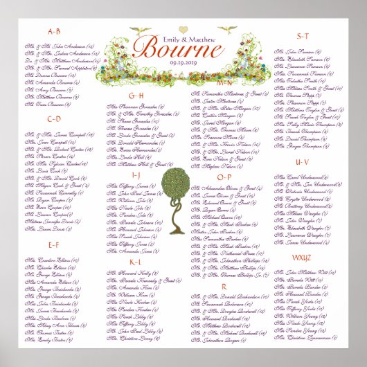 Art Nouveau Love Bird Wedding Poster (Vorne)