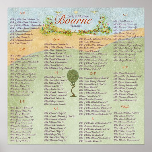 Art Nouveau Love Bird Wedding Poster (Vorne)