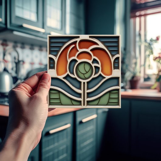Art Nouveau Mackintosh Rose Ceramic Tile Fliese