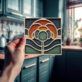Art Nouveau Mackintosh Rose Ceramic Tile Fliese