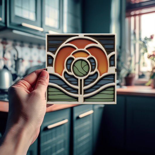 Art Nouveau Mackintosh Rose Ceramic Tile Fliese