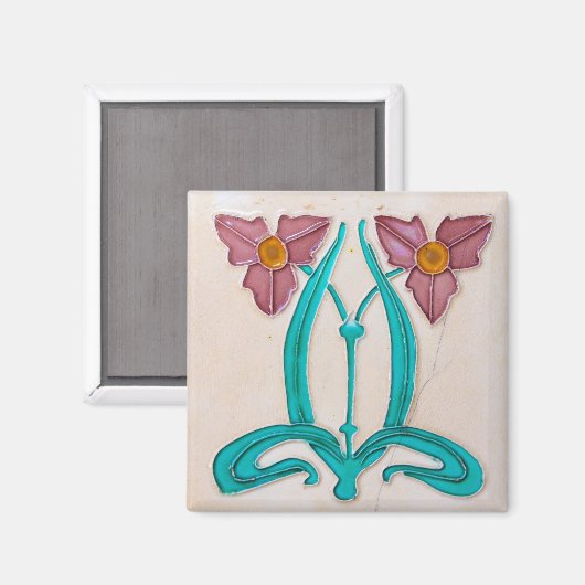 Art Nouveau Majolica Tile Magnet (Vorderseite/Rückseite)