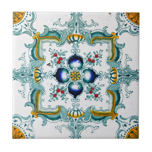 Art Nouveau Majolica Tile Pattern Fliese (Vorderseite)