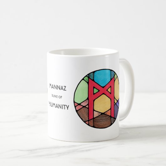 Art Nouveau Mannaz Rune Tasse - HUMANITY! (VorderseiteRechts)