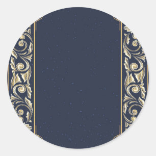 Art Nouveau, Marineblau, Gold, Antik, Belle Époque Runder Aufkleber