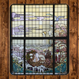 Art Nouveau Meeresszene aus Buntglas Mousepad