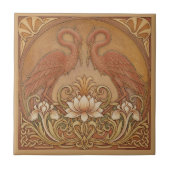 Art Nouveau Mirrored CranePat#9 Terra Cotta ID1193 Fliese (Vorderseite)