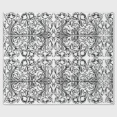 Art Nouveau Mohn floral Schwarz-weiß elegant Geschenkpapier (Flach)