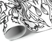 Art Nouveau Mohn floral Schwarz-weiß elegant Geschenkpapier (Rolleneckpunkt)