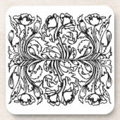 Art Nouveau Mohn floral Schwarz-weiß elegant Getränkeuntersetzer (Vorderseite)