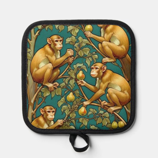 Art Nouveau Monkey Pot Holder Topflappen (Vorderseite)