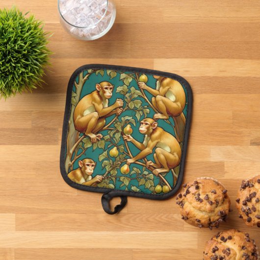 Art Nouveau Monkey Pot Holder Topflappen (Oben Unten)