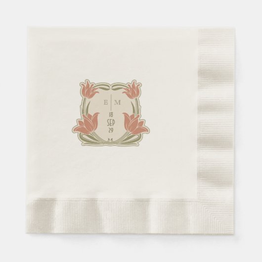 Art Nouveau Monogram Initials Table Decor Serviette (Vorderseite)