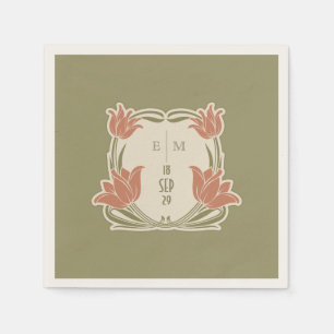 Art Nouveau Monogram Initials Table Decor Serviette