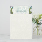 Art Nouveau Monogram Peacock Stationierung Briefpapier (Stehend Vorderseite)