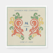 Art Nouveau Monogram Wedding Napkin Serviette (Vorderseite)