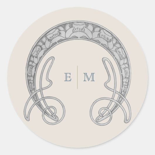 Art Nouveau-Monogramm Mucha-Initialen-Versand Runder Aufkleber (Vorderseite)