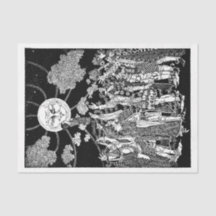 Art Nouveau Moon People Zeichnend Decoupage