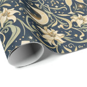 Art Nouveau Moonlit New Year Pattern Geschenkpapier (Rolleneckpunkt)