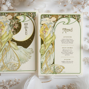 Art Nouveau Moonlit Wedding Menu Card Einladung