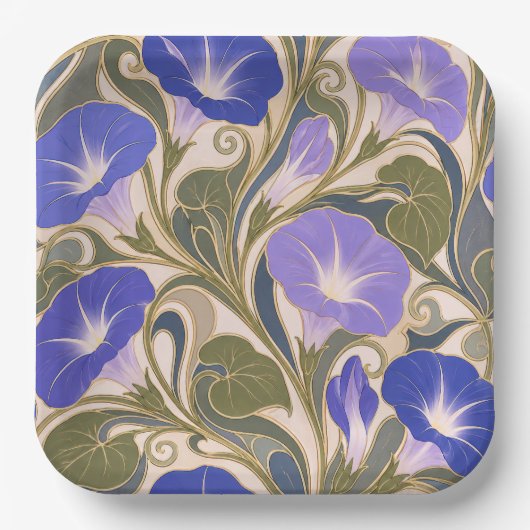 Art Nouveau Morning Glory Pappteller (Vorderseite)