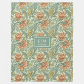 Art Nouveau Morris Art Terracotta Pastellgrün Fleecedecke (Vorderseite)