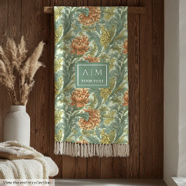 Art Nouveau Morris Art Terracotta Pastellgrün Fleecedecke