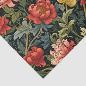 Art Nouveau Morris rote gelbe Blumen Weiß Blau Seidenpapier (Detail)