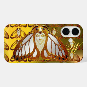 ART NOUVEAU MOTH FRAU GEM MONOGRAM iPhone 16 HÜLLE