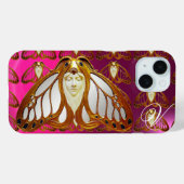 ART NOUVEAU MOTH FRAU GEM MONOGRAM PINK LILA Case-Mate iPhone HÜLLE (Rückseite (Horizontal))