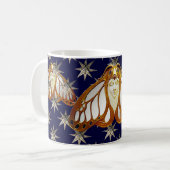 ART NOUVEAU MOTH UND DIAMOND STARTEN IN BLAUEM HIM KAFFEETASSE (Vorderseite Links)