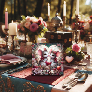 Art Nouveau Mouse Couple Floral Hearts Valentine Feiertagskarte