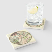 Art Nouveau Mucha Kalender Mai Steinuntersetzer (Seitenansicht)