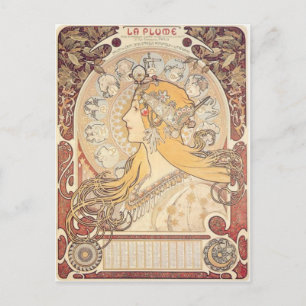 Art Nouveau ~ Mucha ~ LA PLUME Postkarte