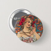 Art Nouveau - Mucha - Parfüm Ad Button (Vorne & Hinten)