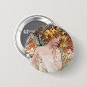 Art Nouveau - Mucha - Parfüm Ad Button (Vorne & Hinten)