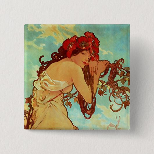 Art Nouveau - Mucha - Sommer Button (Vorderseite)